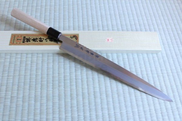 Photo1: SAKAI TAKAYUKI Japanese knife Tokujou Yasuki white-2 steel sashimi, Fugu, Takohiki (1)