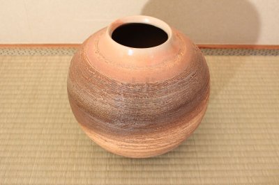 Photo3: Hagi yaki ware Japanese vase Akatuki kumo, H 23cm