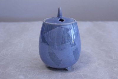 Photo3: Kutani Porcelain Japanese incense burner Ginsai yon blue H12cm