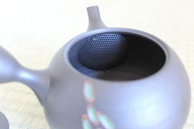 Photo1: Tokoname ware Japanese tea pot kyusu ceramic strainer YT Hokuryu nota 580ml