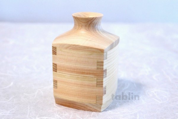 Photo4: Takumi Kaku Japanese wooden Sake bottle & cups hinoki cypress set of 4 Gift (4)