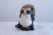 Photo1: Shigaraki pottery Japanese Tanuki Cute Raccoon Dog look up H220mm (1)