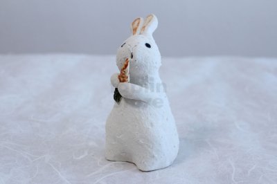 Photo3: Shigaraki pottery Japanese doll rabbit Carrot H130mm