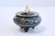 Photo4: Kutani yaki ware Japanese incense burner Aochibu tessen H 8cm (4)