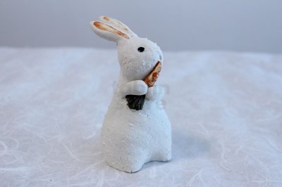 Photo2: Shigaraki pottery Japanese doll rabbit Carrot H130mm