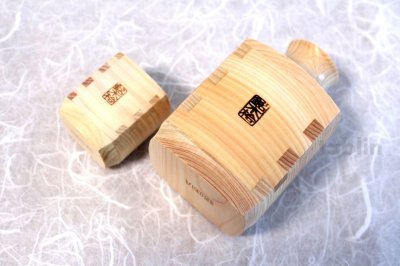Photo3: Takumi Kaku Japanese wooden Sake bottle & cups hinoki cypress set of 4 Gift