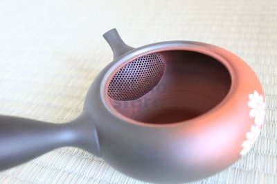 Photo1: Tokoname Japanese tea pot kyusu YT black yohen folwer Shoryu 270ml