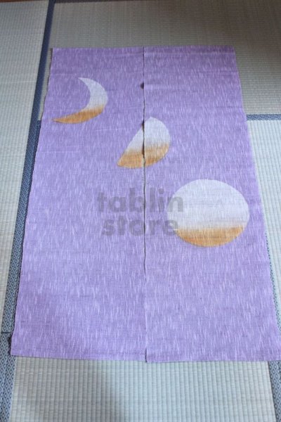 Photo2: Kyoto Noren SB Japanese batik door curtain Tsuki Moon gray 88cm x 150cm