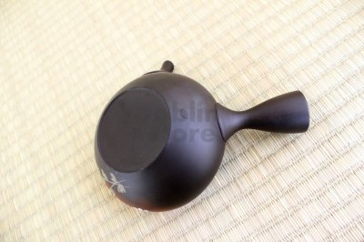 Photo2: Tokoname Japanese tea pot kyusu YT black yohen folwer Shoryu 270ml