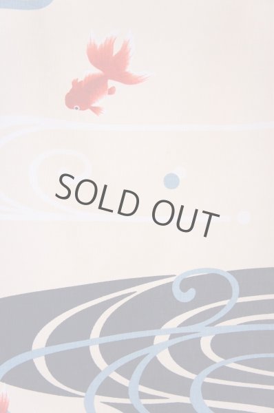 Photo3: Noren CSMO Japanese door curtain namima goldfish cotton  85 x 150cm (3)
