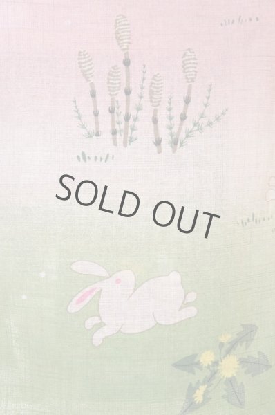 Photo2: Noren CSMO Japanese door curtain rabbit cherry sakura 85 x 150cm (2)