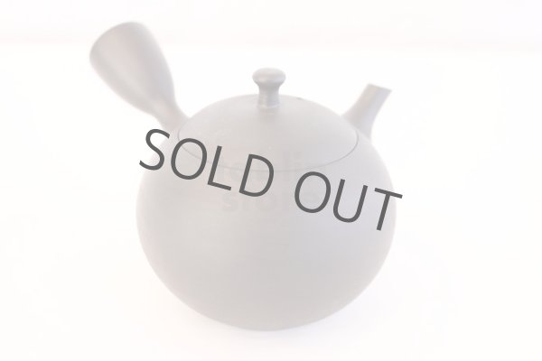 Photo3: Tokoname Japanese tea pot kyusu ceramic strainer Hokuryu round black 300ml (3)