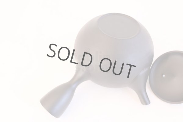 Photo8: Tokoname Japanese tea pot kyusu ceramic strainer Hokuryu round black 300ml (8)