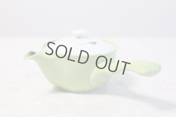 Photo10: Hasami Porcelain Japanese tea pot Kyusu leaf S type strainer green 325ml (10)