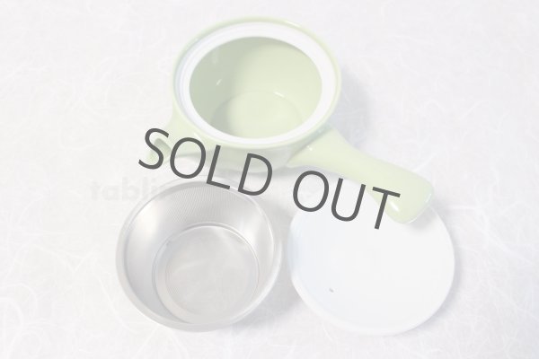 Photo6: Hasami Porcelain Japanese tea pot Kyusu leaf S type strainer green 325ml (6)