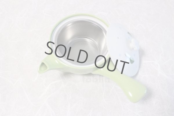 Photo8: Hasami Porcelain Japanese tea pot Kyusu leaf S type strainer green 325ml (8)
