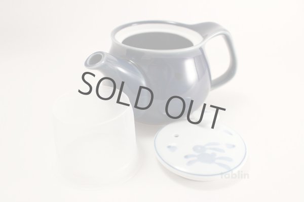 Photo3: Arita yaki ware rabbit ultramarine Japanese tea pot 450ml (3)