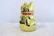 Photo2: Japanese Lucky Cat YT Tokoname ware Porcelain Maneki Neko Gold r cushion H18cm (2)