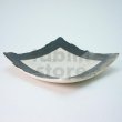 Photo1: Kiyomizu porcelain Japanese pottery square plate Daisuke kobiki iroe black D128 (1)