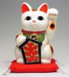 Photo3: Japanese Lucky Cat Tokoname YT Porcelain Maneki Neko ooiri left hand H33cm (3)