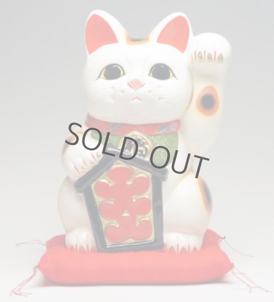 Photo3: Japanese Lucky Cat Tokoname YT Porcelain Maneki Neko ooiri left hand H33cm (3)