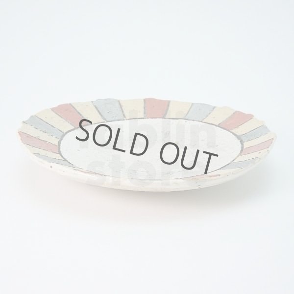Photo2: Kiyomizu porcelain Japanese pottery round plate Daisuke kobiki iroe red D158mm (2)