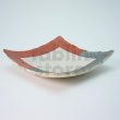 Photo1: Kiyomizu porcelain Japanese pottery square plate Daisuke kobiki iroe red D128 (1)