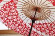 Photo7: Japanese umbrella bull's-eye Bangasa Wagasa bamboo arabesque design sakura red (7)
