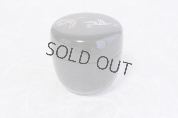 Photo5: Tea Caddy Japanese Natsume Echizen Urushi lacquer Matcha container Cranes (5)