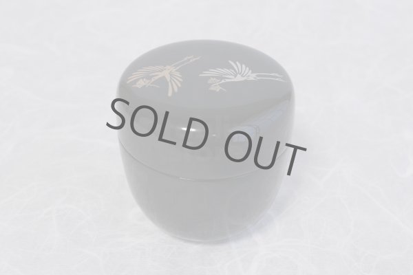 Photo2: Tea Caddy Japanese Natsume Echizen Urushi lacquer Matcha container Cranes (2)