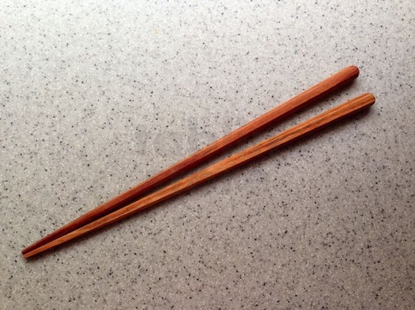 Photo1: Japanese wooden chopsticks hexagonal Zelkova keyaki 23cm set of 2 (1)