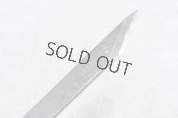 Photo4: Kiridashi kogatana Suminagashi Damascus Takao Japanese woodworking Knife blue-2 56mm (4)