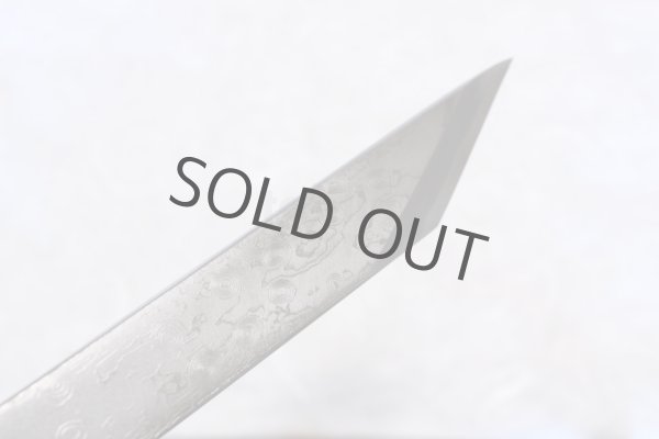Photo5: Kiridashi kogatana Suminagashi Damascus Takao Japanese woodworking Knife blue-2 56mm (5)