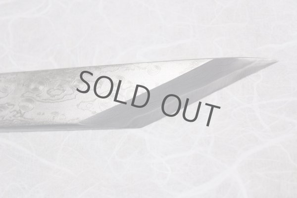 Photo7: Kiridashi kogatana Suminagashi Damascus Takao Japanese woodworking Knife blue-2 56mm (7)