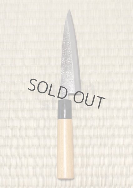 Photo8: Yasuhiko Fujiwara hammered Yasuki Silver-3 steel wa petty Japanese knife 150mm (8)