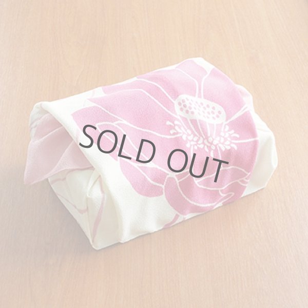 Photo2: Furoshiki Japanese fabric wrapping cloth hasu pink polyester 68cm (2)