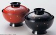 Photo1: Japanese Echizen Urushi lacquer soup bowl wan matsuba sakura D12cm set of 2 (1)