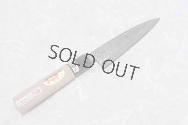 Photo4: Okeya Yasuki white-2 steel Japanese Wa Petty hammered Knife single edged (4)