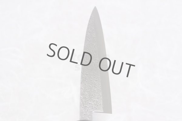 Photo6: Okeya Yasuki white-2 steel Japanese Wa Petty hammered Knife single edged (6)