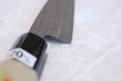 Photo7: Okeya Yasuki white-2 steel Japanese Wa Petty hammered Knife single edged (7)