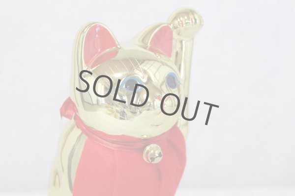Photo7: Japanese Lucky Cat Tokoname ware YT Porcelain Maneki Neko slim gold H25cm (7)