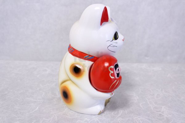 Photo5: Japanese Lucky Cat Tokoname ware YT Maneki Neko Daruma left hand H19cm (5)
