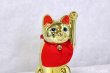 Photo10: Japanese Lucky Cat Tokoname ware YT Porcelain Maneki Neko slim gold H25cm (10)