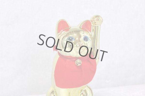 Photo10: Japanese Lucky Cat Tokoname ware YT Porcelain Maneki Neko slim gold H25cm (10)