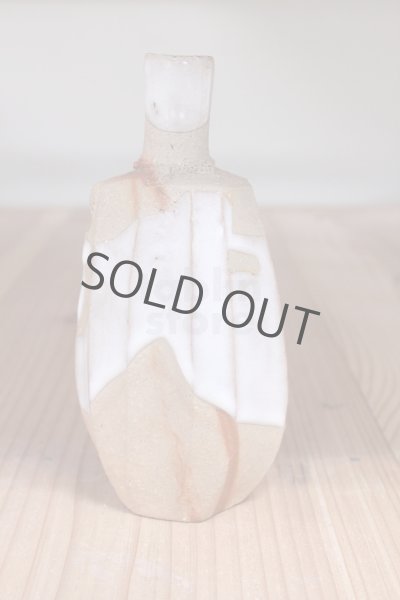 Photo5: Bizen ware pottery Sake bottle tokkuri white glaze mentori Tomoyuki Oiwa 300ml (5)