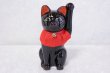 Photo11: Japanese Lucky Cat Tokoname ware YT Porcelain Maneki Neko slim black H25cm (11)