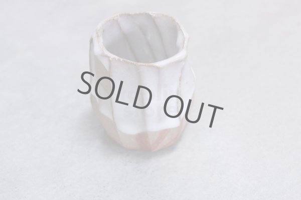 Photo7: Bizen ware pottery Sake guinomi tumbler Bar Mug white glaze mentori hidasuki Tomoyuki Oiwa 70ml (7)