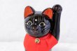 Photo8: Japanese Lucky Cat Tokoname ware YT Porcelain Maneki Neko slim black H25cm (8)