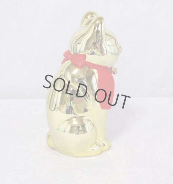Photo6: Japanese Lucky Cat Tokoname ware YT Porcelain Maneki Neko slim gold H25cm (6)
