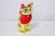 Photo8: Japanese Lucky Cat Tokoname ware YT Porcelain Maneki Neko slim gold H25cm (8)